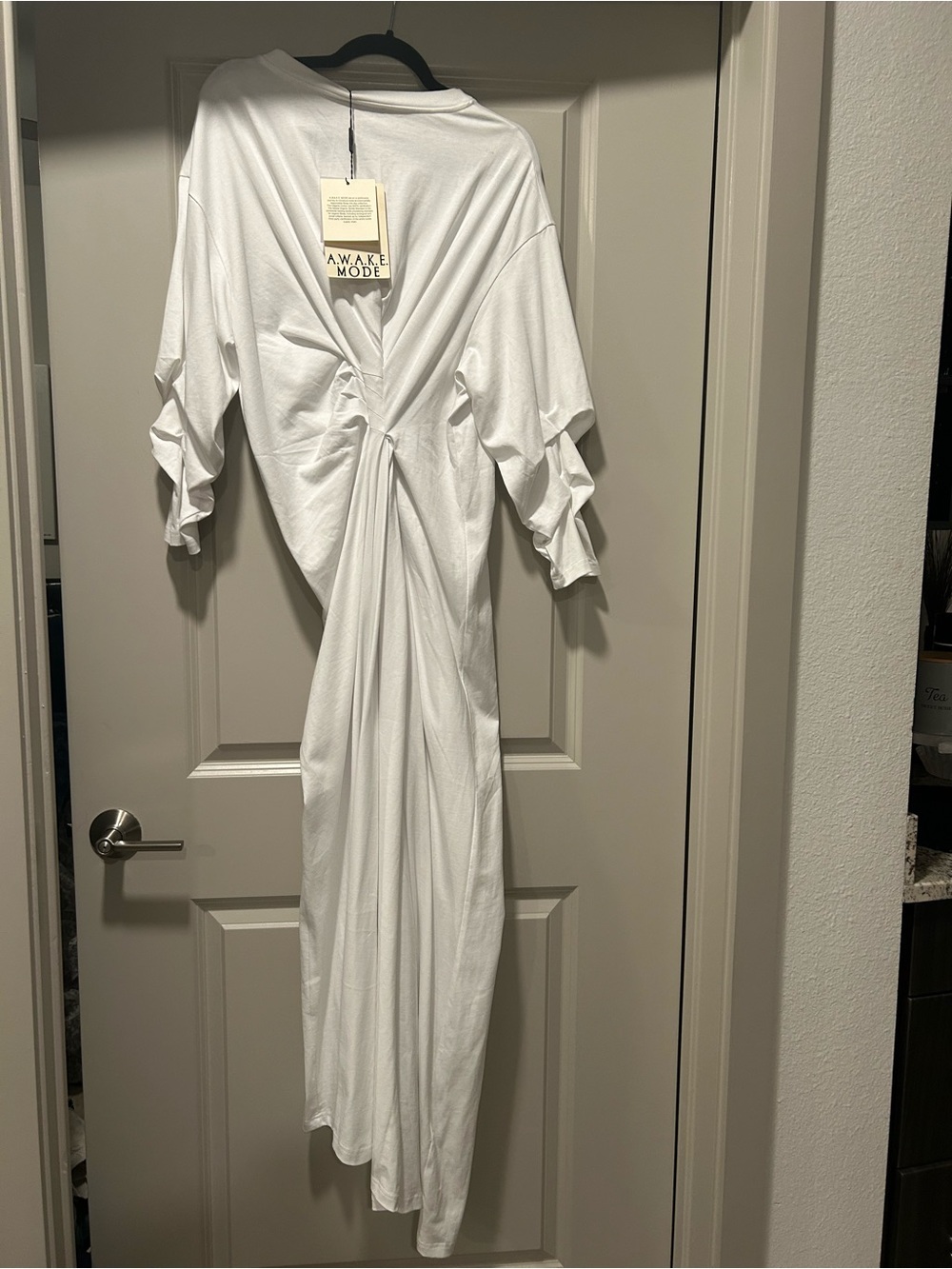AWAKE MODE White Twisted-Back Maxi Dress